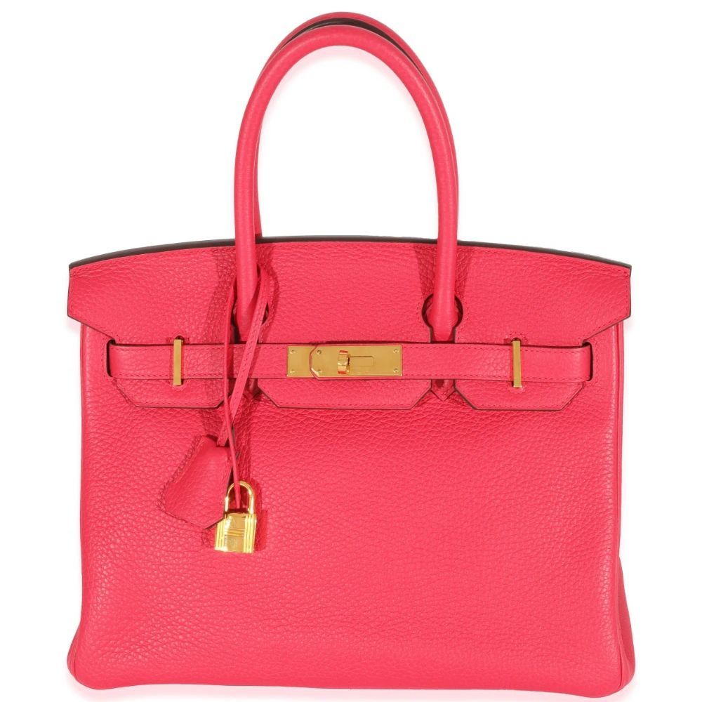 Birkin 30 rose en cuir lisse